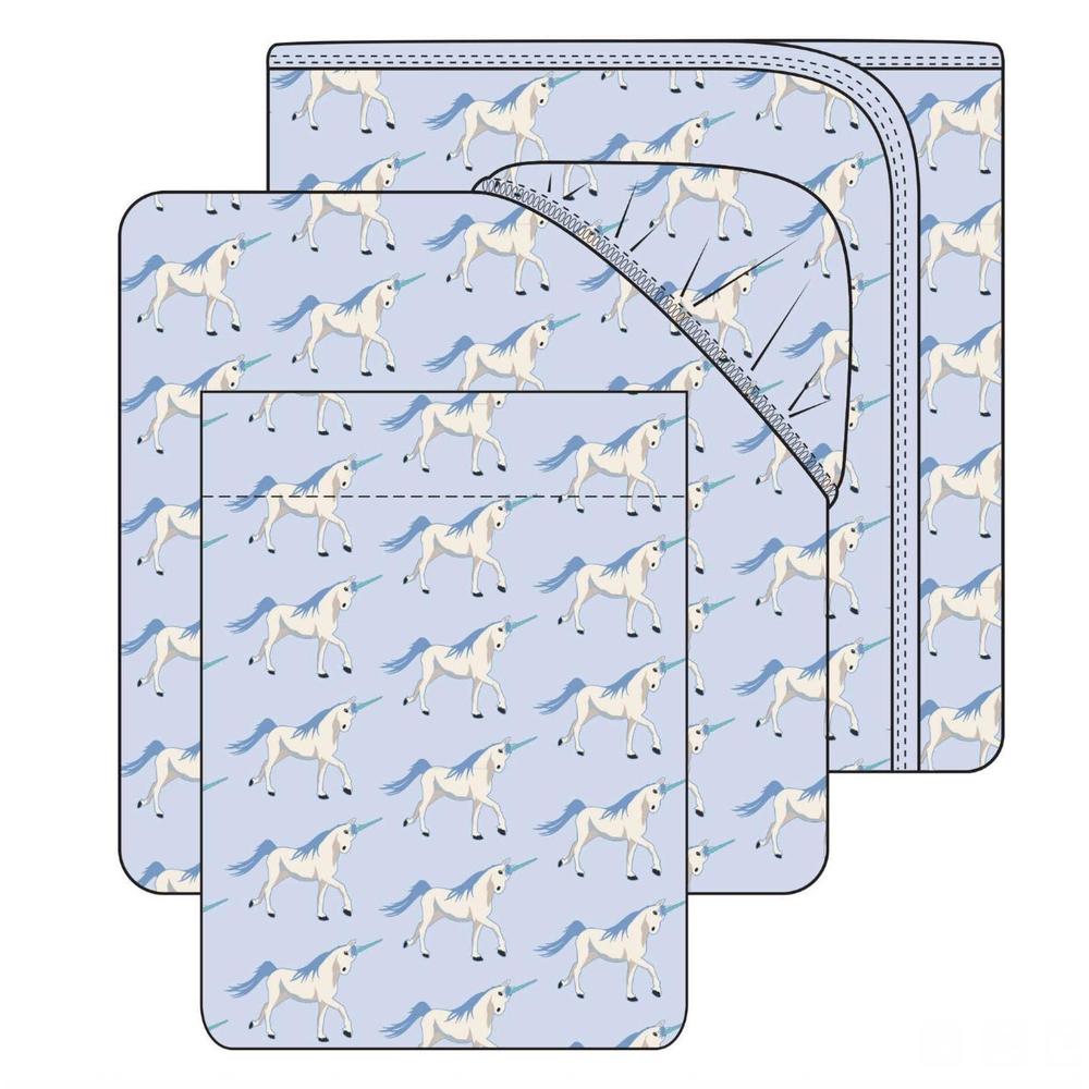 NEW KICKEE bamboo print twin sheet set in dew prancing unicorns